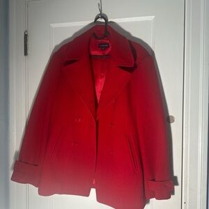 Lands' End Vibrant Red Pea Coat for Women